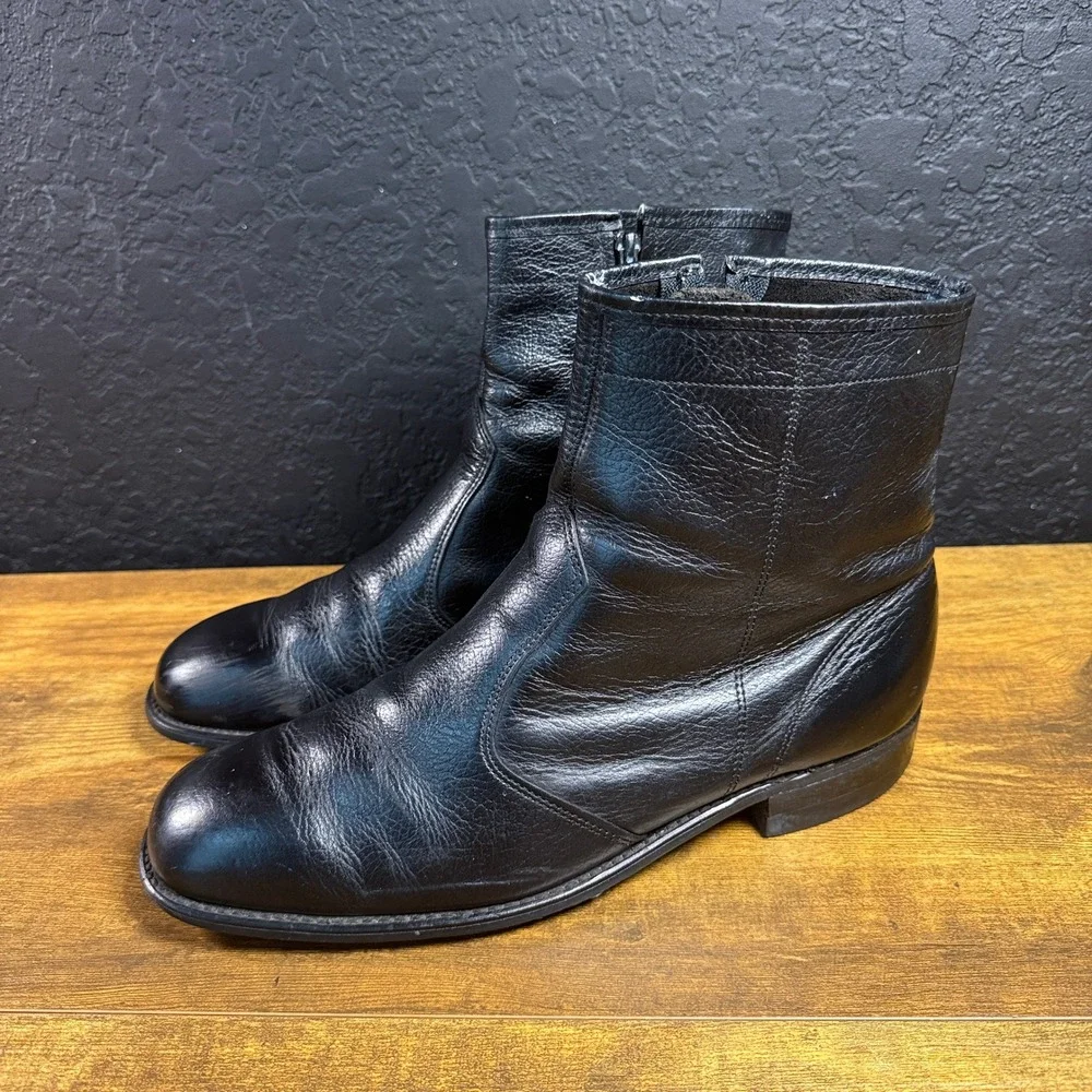 Goodyear 988 Black Leather Side Zip Ankle Boots Mens 10.5 D
